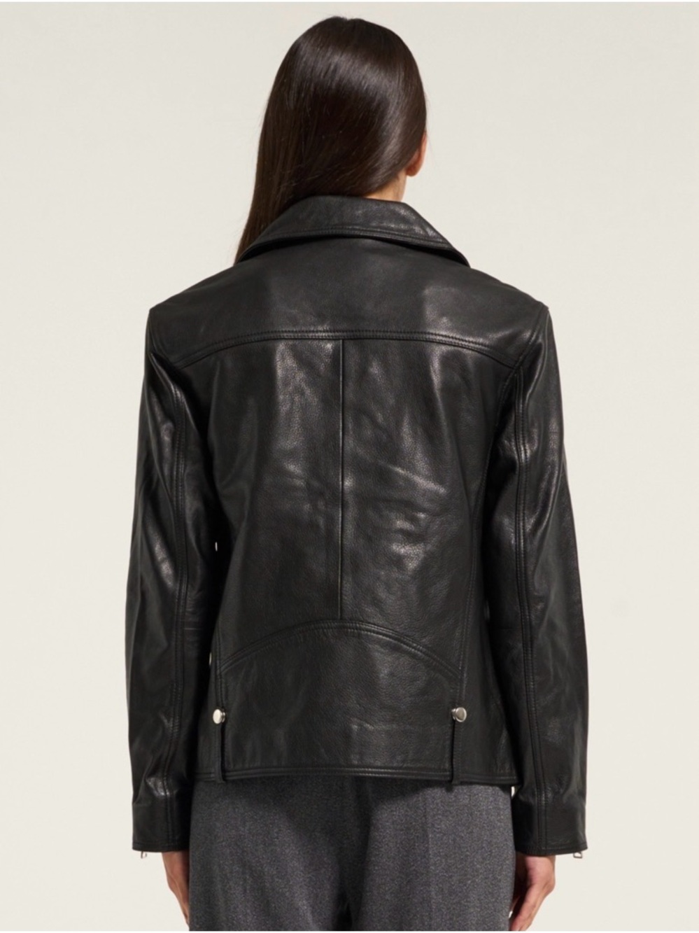 Genuine Leather Oversized Moto Jacket - Picture 2 of 10